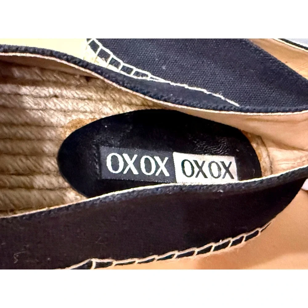 XOXO Laney Women‎ 7.5 M Black Canvas Espadrille Slip On Flat Shoes X0153600